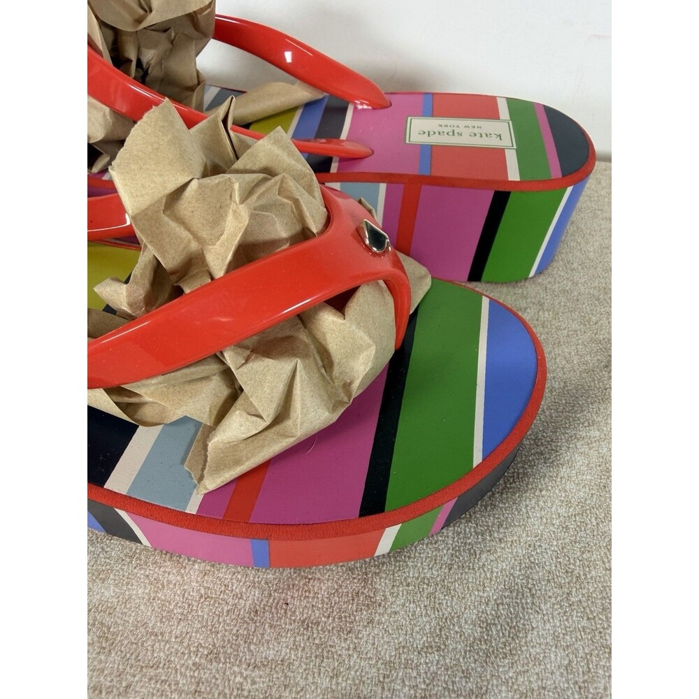 Kate Spade New York Rhett Wedge Sandals Rubber Thong Flip Flops 10 M Stripes - Picture 3 of 13
